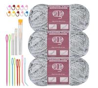 Fil Chenille Chenille Yarn For Crocheting Knitting 10.58oz / 263 Yard Thick Soft Chunky Fluffy Weaving Plush Yarn With Big Eye Needles(Gradient 110)