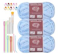 Fil Chenille Chenille Yarn For Crocheting Knitting 10.58oz / 263 Yard Thick Soft Chunky Fluffy Weaving Plush Yarn With Big Eye Needles(Gradient 109)