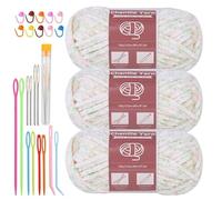 Fil Chenille Chenille Yarn For Crocheting Knitting 10.58oz / 263 Yard Thick Soft Chunky Fluffy Weaving Plush Yarn With Big Eye Needles(Gradient 112)