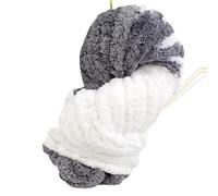 Fil chenille épais 500 g - Fil polyester géant ultra doux et moelleux for couvertures, écharpes, chapeaux et projets de décoration intérieure(WhiteGray)