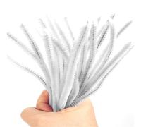 Fil Chenille Tiges de chenille colorées, cure-pipe, tige en peluche, tige en guirlande, bâton câblé, bâton torsadé, bande de cheveux, bricolage, artisanat fait main, jouet éducatif(White,200PCS)