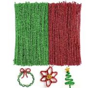 Fil Chenille Vert, Cure Pipe Vert, 200 Pcs Cure Pipe Chenille, Fils Chenilles Loisirs Creatifs Rouge, 30 cm, Fil Chenilles Noel pour DIY Décoration