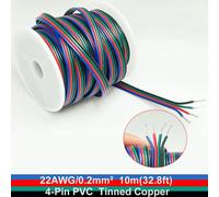 Fil Conducteur 22Awg 20 Awg 2/3/4 Broches Avec Bobine,Pvc 300V 80 ° C Fil Électronique Domestique (32,8 Pieds) Pour Câbles À Bande Led.22Awg 4Pin Pvc.10M 32.8Ft-1 Roll