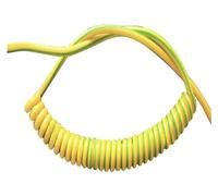 fil, cordon spiralé, Câble spiralé télescopique à ressort, câble, fil de terre jaune-vert, rétractable noyau unique