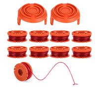 Fil Coupe Bordure,Lot de 10 Bobine Fil Debroussailleuse Compatible avec WORX Coupe Bordure,Ø 1,65mm & 3.05 m fil Nylon Pour Debroussailleuse(8 Fil Coupe Bordure,2 Couvercle)