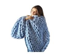 Fil Crochet,Pelote Laine Grosse Maille DIY Fil d'épaisseur Super épaisseur Chunky Yarn Roving de filature à tricoter(Sky blue 500g)