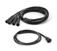 Fil D'allumage, Fil de Bougie D'allumage de 8 Mm, Longueur de 1 M, Jeu de Fils de Bougie D'allumage Stable à Haut Rendement pour Voitures Classiques à 4 Cylindres (Noir)