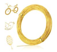 Fil D'artisanat en Aluminium 1mm X 50 M, Fil de Fer Souple Loisir Creatif, Flexible Fil Aluminium, Fil Doré, Fil à Bijoux pour Bricolage, Fil Tricotin, Fil en Aluminium pour DIY Creatif (Or)