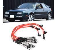 Fil de bougie d'allumage, 6 pièces câble d'allumage rouge cordon de fil d'allumage 1J0998031 adapté pour Corrado VR6 2.8 2.9 avec tige de traction