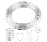 Fil de bricolage, 1 mm x 50 m, en argent, pour travaux manuels, bijoux, fil en aluminium, fil de liaison, fil souple et flexible, fil inoxydable, pour bijoux et bricolage