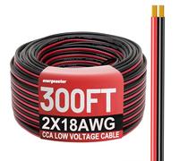 Fil de calibre 18, cordon électrique automobile 18 AWG, 90 m, 2 conducteurs rouge et noir, 12 V/24 V DC, bandes LED, cordon d'extension pour fil de haut-parleur de voiture télécommandée