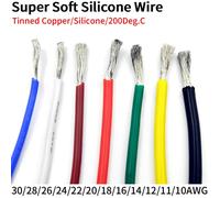 Fil de caoutchouc de Silicone Super doux, 2M/5M, 30 28 26 24 22 20 18 16 15 14 13 12 11 10 AWG, fils flexibles pour éclairage LED, câble en cuivre Orange
