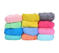 Fil de coton 12 couleurs pour crochet et tissage, fil doux pour bébé teint avec des colorants végétaux naturels, 50 g par écheveau, diamètre 1 mm, idéal pour écharpes, pulls,