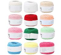Fil de Coton en Dentelle, Fil de Coton en Dentelle Populaire au Crochet à La Main en Soie d'Été Léger Fil Mince Boule au Crochet Dentelle à La Main Tricot Artisanat Fil d'Art(12 couleurs un ensemble)