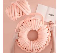 Fil de coton épais pour le tricot et,500g/25m,Fil géant super doux en coton,Grosse Laine à Tricoter à La Main,Lavable en velours pour lit d'animal de compagnie,Fil épais pour oreiller (Rose clair)