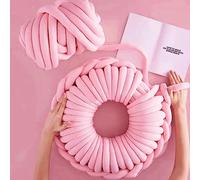 Fil de coton épais pour le tricot et,500g/25m,Fil géant super doux en coton,Grosse Laine à Tricoter à La Main,Lavable en velours pour lit d'animal de compagnie,Fil épais pour oreiller (Rose foncé)