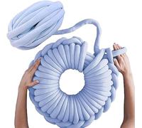 Fil de coton épais pour le tricot et,500g/25m,Fil géant super doux en coton,Grosse Laine à Tricoter à La Main,Lavable en velours pour lit d'animal de compagnie,Fil épais pour oreiller (Bleu clair)
