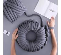 Fil de coton épais pour le tricot et,500g/25m,Fil géant super doux en coton,Grosse Laine à Tricoter à La Main,Lavable en velours pour lit d'animal de compagnie,Fil épais pour oreiller (Gris foncé)