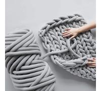 Fil de coton épais pour le tricot et,500g/25m,Fil géant super doux en coton,Grosse Laine à Tricoter à La Main,Lavable en velours pour lit d'animal de compagnie,Fil épais pour oreiller (Gris moyen)