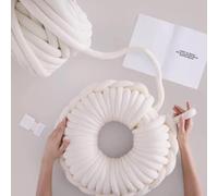 Fil de coton épais pour le tricot et,500g/25m,Fil géant super doux en coton,Grosse Laine à Tricoter à La Main,Lavable en velours pour lit d'animal de compagnie,Fil épais pour oreiller (Blanc pur)