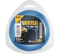 Fil de coupe Universal NLO002 : Fil de rechange pour débroussailleuse, longueur 15 m, fil Ø 1,5 mm, nylon résistant à la déchirure, accessoire d’origine McCulloch (n° art. 00057-76.163.02)