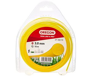 Fil de débroussailleuse Oregon Jaune Rond 3mm, Coupe-bordures, entretien des pelouses, parterres de fleurs, jardin, Fil nylon résistant, compatible avec modèles standards, 3.0mm x 15m (69-368-YE)
