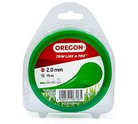 Fil de débroussailleuse Oregon Vert Rond 2mm, Coupe-bordures, entretien des pelouses, parterres de fleurs, jardin, Fil nylon résistant, compatible avec modèles standards, 2.0mm x 15m (69-356-GR)