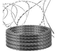 Fil de fer barbelé en acier - alternative en fil d'acier galvanisé au fil barbelé et concertina - longueur de 20 mètres(20m)