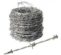 Fil de Fer barbelé en Acier Inoxydable - Fil de clôture à 2 brins et 4 Points pour Les Loisirs créatifs, la Protection Contre Les Animaux et la sécurité (300 m, Argent) - Durable, Polyvalent