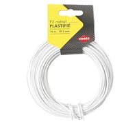 Fil de fer - Blanc - Plastifié - Rouleau de 15m - 2 mm de diamètre - Cogex