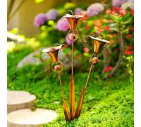 Fil de Jardin en métal orné de Trois Callas, tuteur Florale avec Cloches de 24 Pouces pour décoration extérieure du Jardin, allée, pelouse, Yard, Lot de 1 pièce