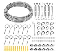Fil de jardin pour plantes grimpantes - 35 m - 3 mm - Câble en acier inoxydable 304 avec tendeurs - Kit tendeur de fil pour suspendre des guirlandes lumineuses, des haies de clôture, des supports de