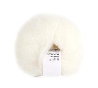 Fil de Laine Angora Tricoté Mohair Doux Populaire pour le Bricolage à Tricoter (avec crochet)(white)