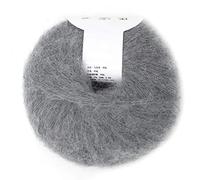Fil de laine mohair doux, fil angora long pour écharpe tricot et crochet bricolage (gris clair) avec crochet
