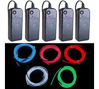 Fil de lumière néon 2 m,5 couleurs,Pour décoration d'Halloween,Pour costume,Bande lumineuse pour l'atmosphère,Modification intérieure de la bande lumineuse de l'atmosphère, blanc, rose)