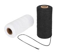 Fil de Machine à Broder 2 Pièces 8/4 Fil de Chaîne Noir Blanc Tissage Coton 250 Mètres, Fil Fin et Résistant pour Tapis, Rubans, Couvertures, Facile à Transporter