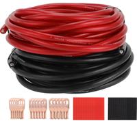 Fil De Mise À La Terre Universel Fil D'Alimentation 25Ft Entièrement Isolé Et Gaine Douce Cca Noir, Rouge 1 Ensemble 4 Jauge 12V