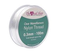 Fil de Nylon Transparent de 0,3 mm, Fil à Coudre Transparent, décoration à Suspendre, Non Extensible, résistance à la Traction d'environ 5,4 kg (Bobine de 0,3 mm à 100 m)