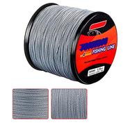 Fil de pêche tressé de 300 m, 4 brins colorés de 2,7 à 45,4 kg, polyéthylène ultra résistant, zéro mémoire et zéro extension, résistant à l'abrasion et à la décoloration (9 kg, gris)