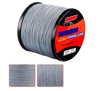 Fil de pêche tressé de 300 m, 4 brins colorés de 2,7 à 45,4 kg, polyéthylène ultra résistant, zéro mémoire et zéro extension, résistant à l'abrasion et à la décoloration (6,8 kg, gris)