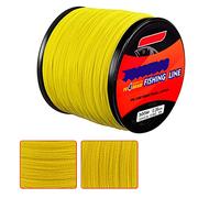 Fil de pêche tressé de 300 m, 4 brins colorés de 2,7 à 45,4 kg, polyéthylène ultra résistant, zéro mémoire et zéro extension, résistant à l'abrasion et à la décoloration (6,8 kg, jaune)