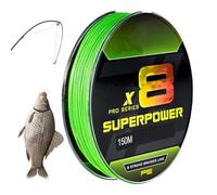Fil de pêche tressé, super puissance, avec bordure verte fluorescente, 164 m, Zero Stretch Long Casting, pour la pêche à l'appât, en eau salée et en eau douce
