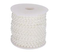 Fil de perles artificielles en acrylique pour rideaux, entrée, cloison, décoration douce et travaux manuels de mariage avec couleur vive uniforme - 6 mm x 25 m (blanc)