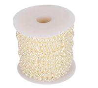 Fil de Perles d’Imitation de 6 mm et 25 m, Brin de Perles en Acrylique Artificiel pour décoration DIY, Fournitures de Perlage avec Une Couleur vive et Uniforme pour la décoration d (Beige)