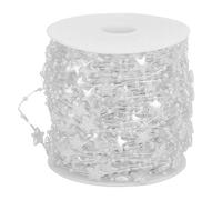 Fil de perles de fausse nacre de 60 m, chaîne de perles artificielles à motif d’étoile à cinq branches pour décoration DIY d’arbre de Noël, accessoires de bouquet de mariage, (Blanche)