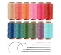 Fil de Polyester Ciré 12 Couleurs - Diamètre Fin 0,45 mm - 105 Mètres/Bobine - Corde Cirée 420D Fine pour Couture Artisanale du Cuir, Rembourrage, Perles et Projets DIY