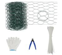 Fil de poulet floral for artisanat, grillage de poulet galvanisé léger, clôture en fil de poulet for volaille de jardin, grillage de poulet avec gants, attaches, pince(Green,1m(20 Ties))