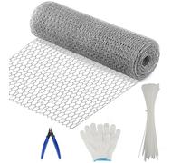 Fil de poulet floral for artisanat, grillage de poulet galvanisé léger, clôture en fil de poulet for volaille de jardin, grillage de poulet avec gants, attaches, pince(Silver,3m(50 Ties))