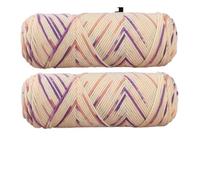 Fil de pull en coton au lait teint coloré à 5 brins, écharpe auto-tissée, moyenne et épaisse, faite à la main, 2 pièces(30 Yellow Purple)