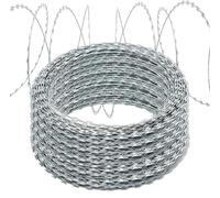 Fil de Rasoir Fil de Fer barbelé galvanisé de 35 Pieds, Ruban étiré, bobines de Fil de Fer barbelé, Haute Protection pour clôture, Ferme, Jardin, Maison (Couleur : 10 m/35 Pieds, t